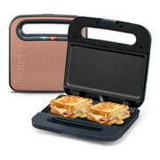 Holstein Housewares, 2-Sice Sandwich Griddle, Non-Stick Panini Press \u0026 Breakfast Sandwich Maker, Easy Clean Up. Perfect for Cooking Breakfast, Crispy Grilled Cheese, Paninis \u0026 Sandwiches, Rose Gold